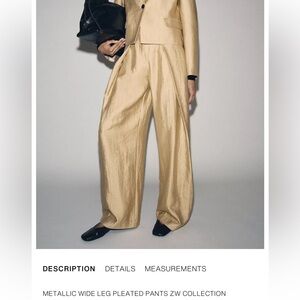 Zara Metallic Gold Wide Leg Pants